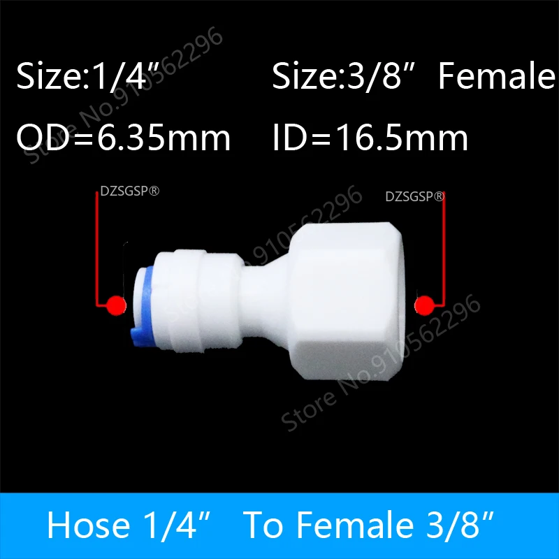 Nước RO Thẳng Ống 1/4 "3/8" OD Vòi 1/8 "1/4" 3/8 "1/2" 3/4 "BSP Dây Chuyền Nam Nữ Ren Nhựa Đầu Nối Nhanh Hệ Thống