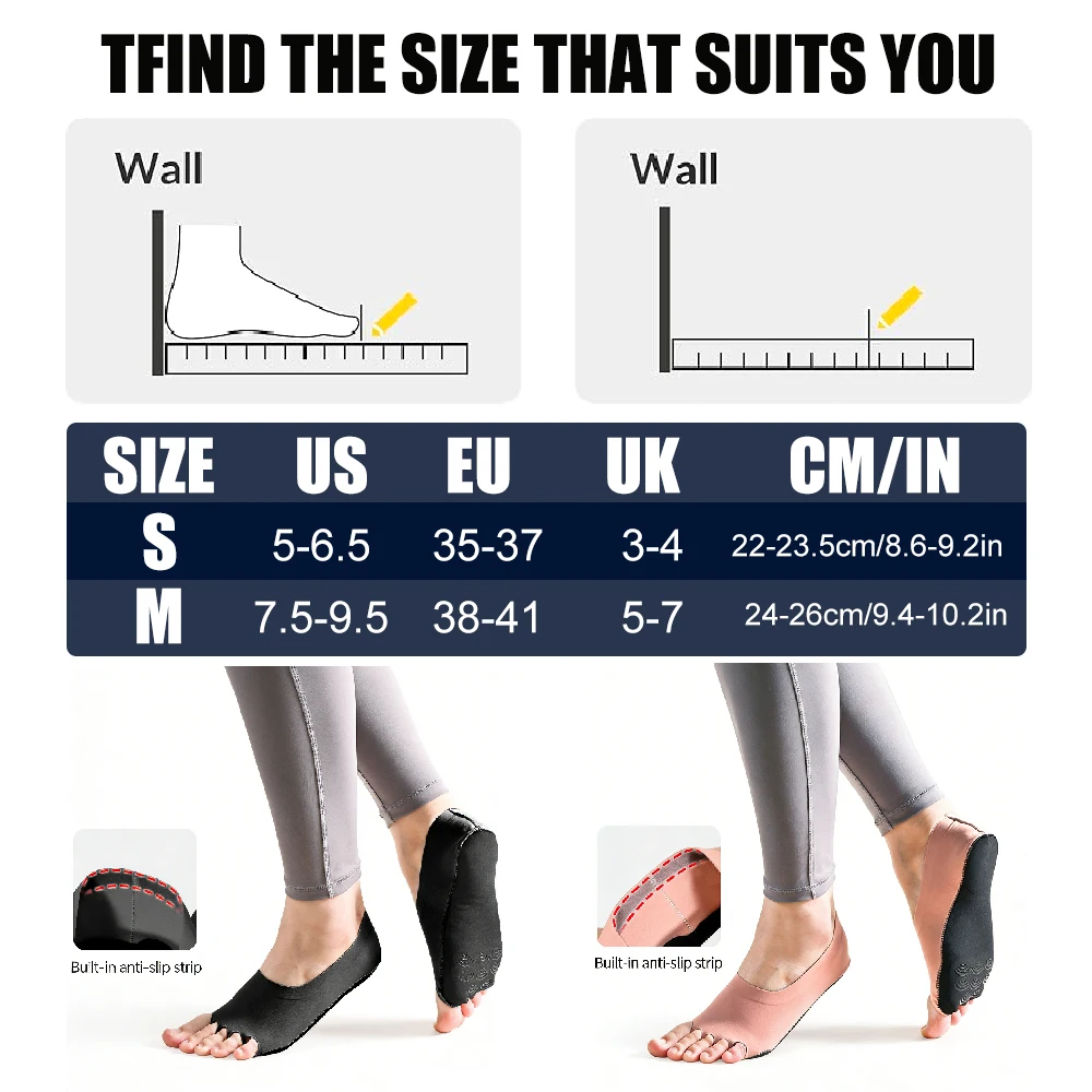 1Pair Toeless Yoga Socks for Women,Pilates Socks Non Slip Grip Socks Suitable for Ballet,Plasticity,Dance,Home,Training