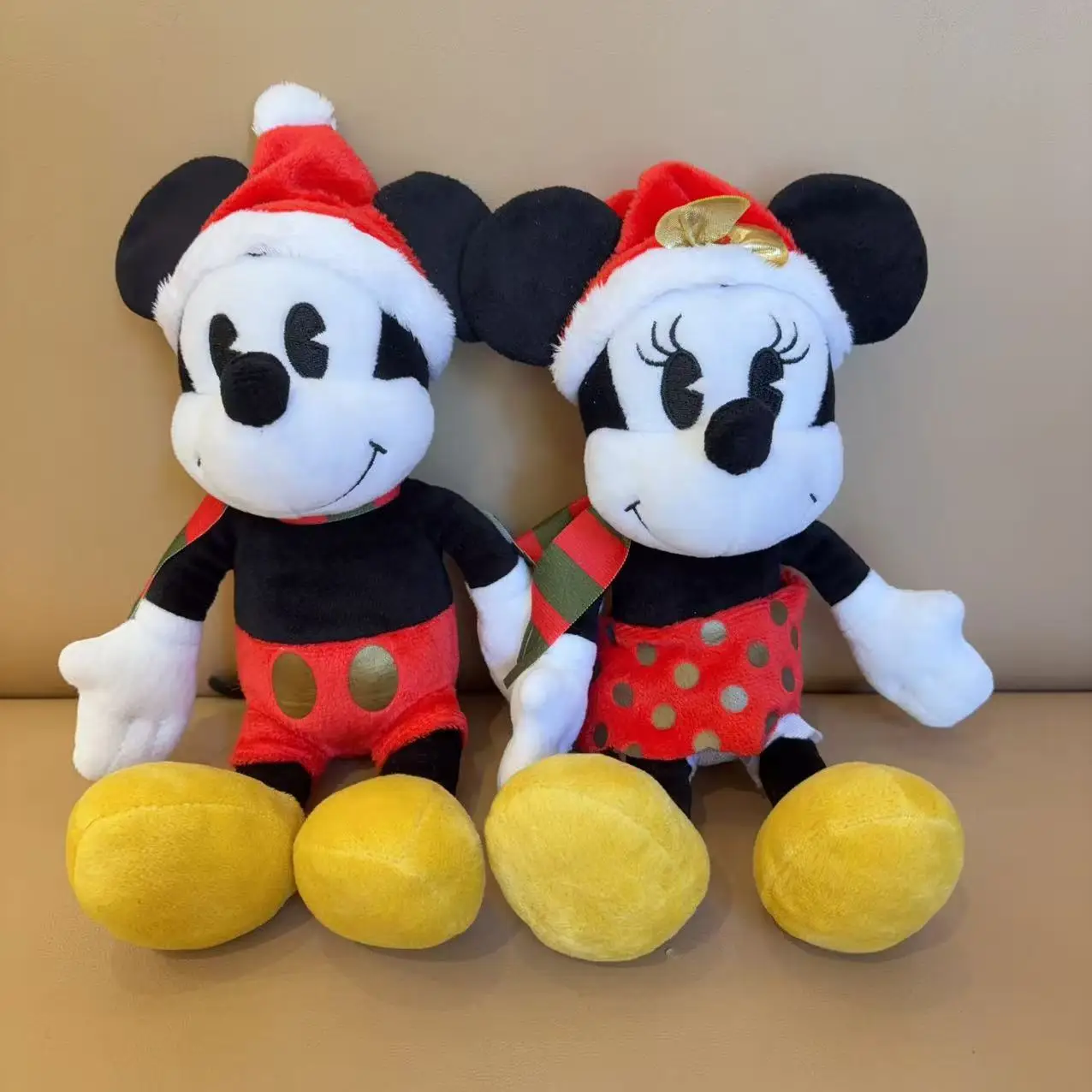 Christmas Minnie and Mickey Plush Dolls Stuffed Animals Plush Toy Gifts for Children Xmas Halloween Decoration Dolls