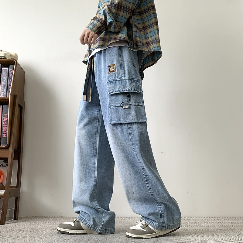 Loose Straight Tube Vintage Jeans 2026 Spring Autumn Korean Men's Wide Leg Casual China-Chic Work Clothes Long Pants