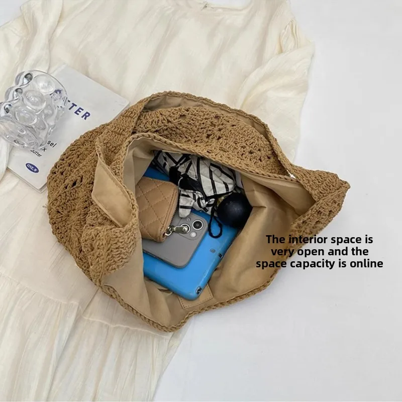 

Handwoven Large Capaci Summer Beach Vaion Tote Bag for Women Artistic Forest System Briti Sle Canvas Casual Buet Bag
