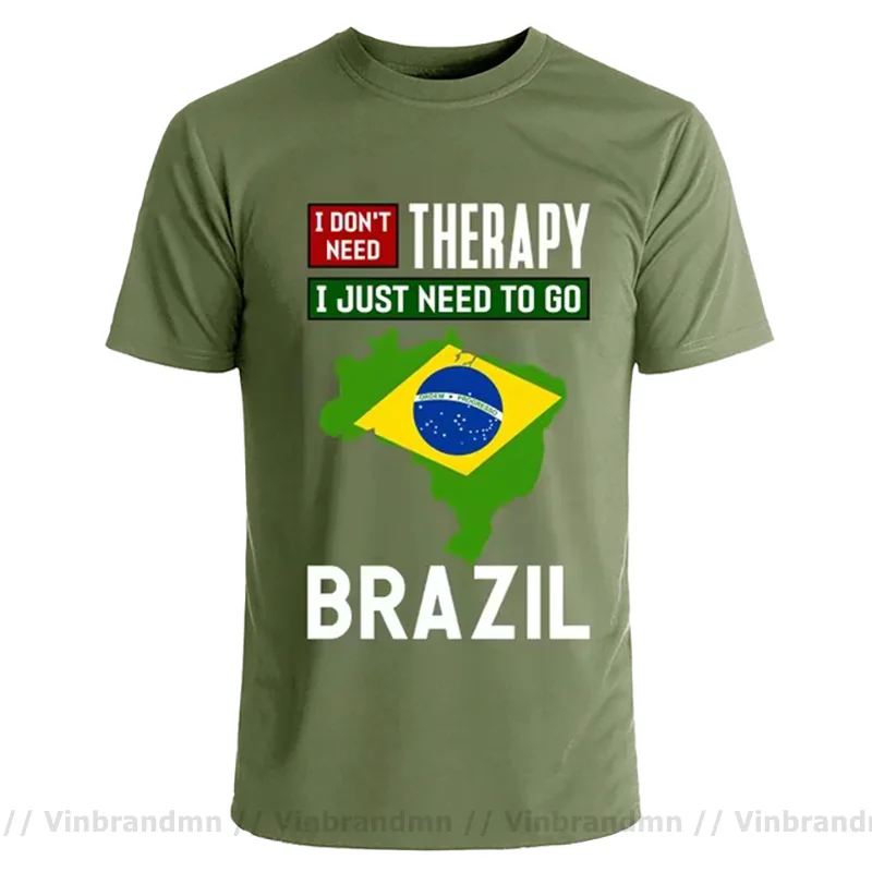 Vintage I Don't Need Therapy I Just Need to Go to Brazil T shirt Hombres Brazilian Flag T-shirt Fashion Harajuku Tee shirt homme