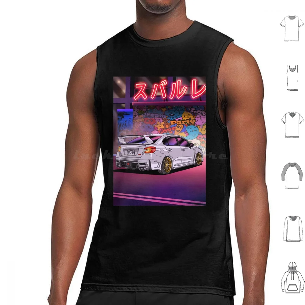 Subie Drift King Neon Night Tank Tops Vest Sleeveless Car Cars Automobile Automotive Guyvit Impreza Wrx Sti Forester Subie