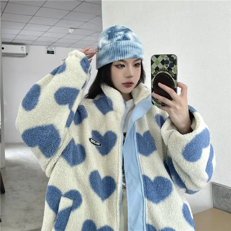 الخريف/الشتاء زوجين الوقوف طوق القطن معطف الوجهين ارتداء صوف الضأن جاكيت من الصوف للرجال والنساء المتخصصة النايلون سترات