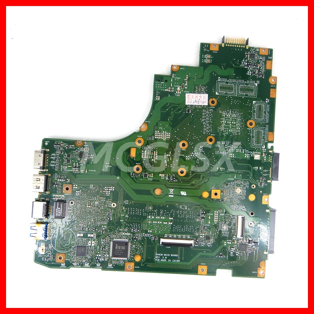 K46CA Notebook Mainboard For ASUS A46C A46CA K46C K46CA K46CM K46CB Laptop Motherboard With i5-3th Gen CPU UMA 100% Tested OK