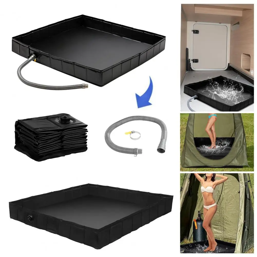 Portable Shower Pan With Drain Hose Camping Shower Base Outdoor Tent Shower Tray For RV Outdoor Camping Base Beach Pet Bath