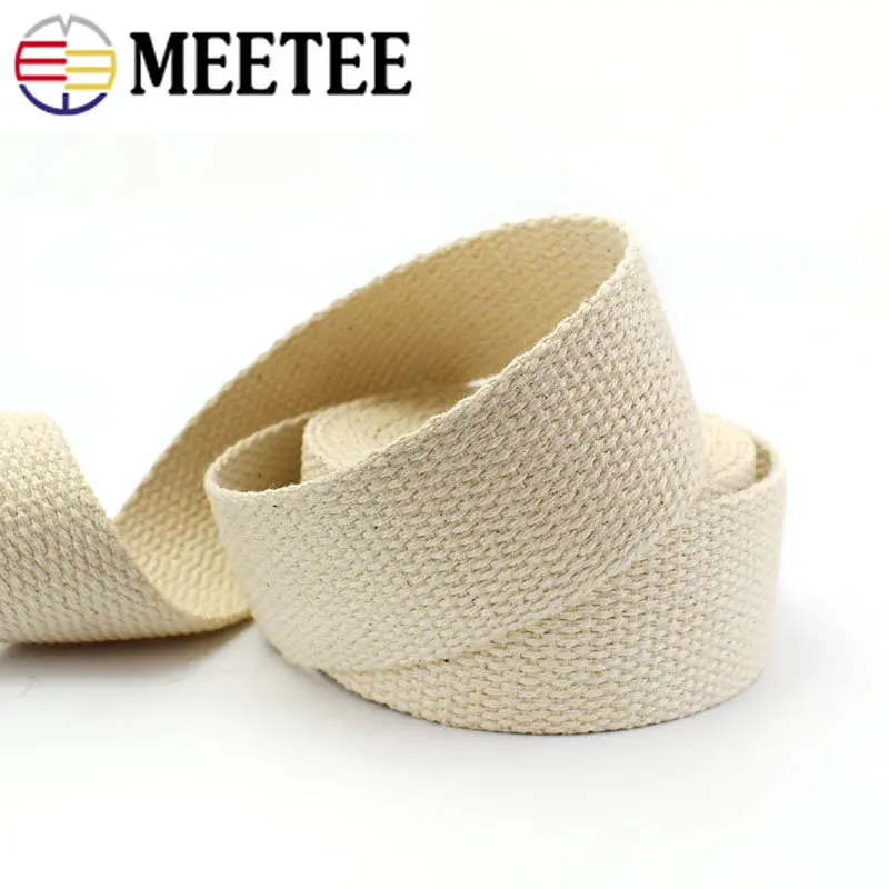 5Meters 20-50mm Cotton Webbing Tape Bag Strap Clothes Belt Beige Canvas Decorative Ribbon Band DIY Sewing Material Accessories