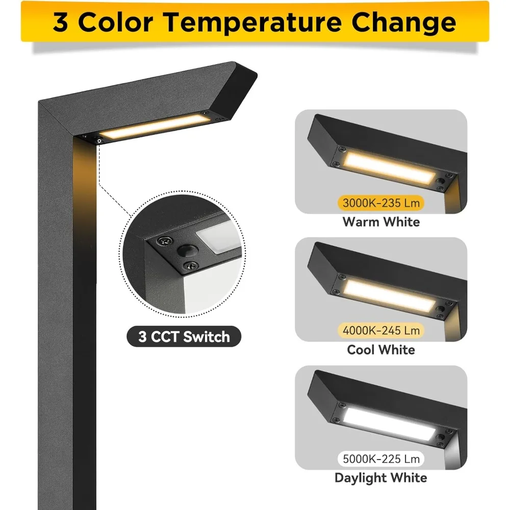 3CCT LED Low Voltage Landscape Pathway Light, 12V Premium 3000K/4000K/5000K Selectable Path Lights Wired, Outdoor  Lamp