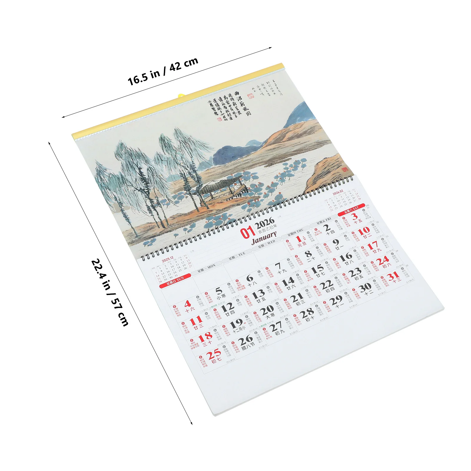 2026 معلقة سنة الحصان الصينية القمرية جدار التقويم سميكة ورقة مخطط شهري مكتب ديكور المنزل العمودي