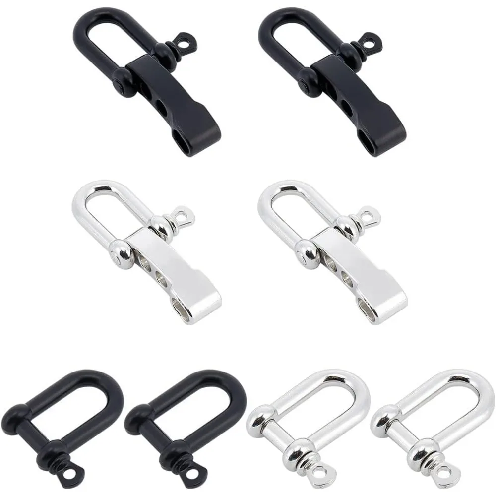 8 Pcs 4 Sets Metal Bracelet Clasps Adjustable D Buckle Umbrella Rope Bracelet Buckle Umbrella Alloy Rope Bracelets Shackles