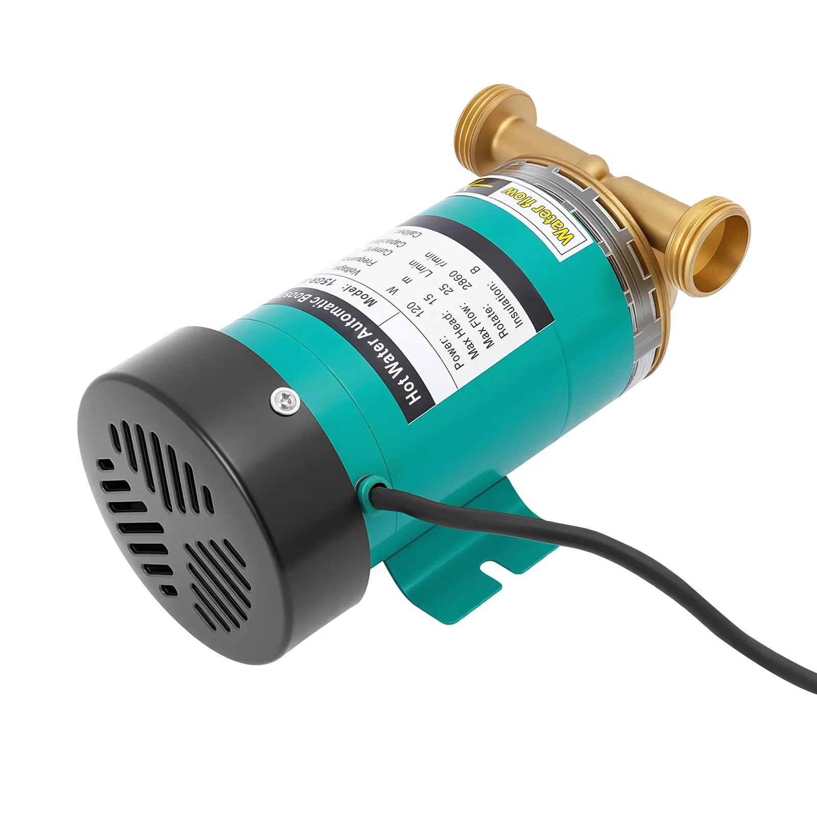 120 W Mini-Wasserpumpe, automatische Druckbeaufschlagung, 6,6 g/min, Druckerhöhungspumpe, elektrische Wassertransferpumpe für Warmwasserbereiter, Duscharmatur – Detail 7