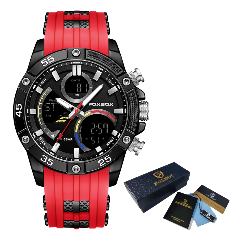 LIGE Men Watches Brand Luxury Silicone Strap Waterproof Sport Digital Chronograph Military Watch Men Clock Relogio Masculino+Box