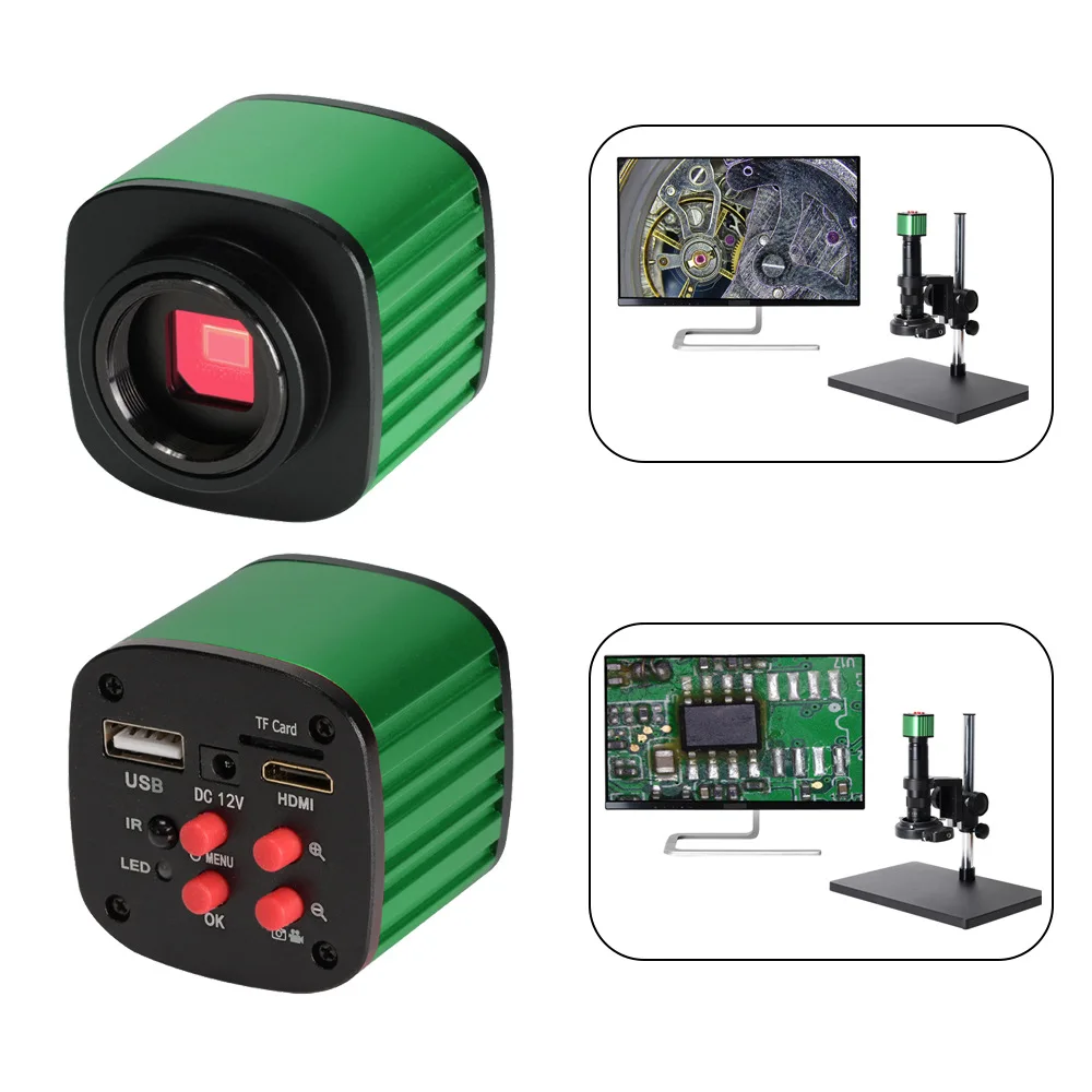 24MP 1080P 60fps HDMI HD Industrial Camera 4x Zoom for Phone CPU PCB Repair/Teaching/Industrial Electron Microscope