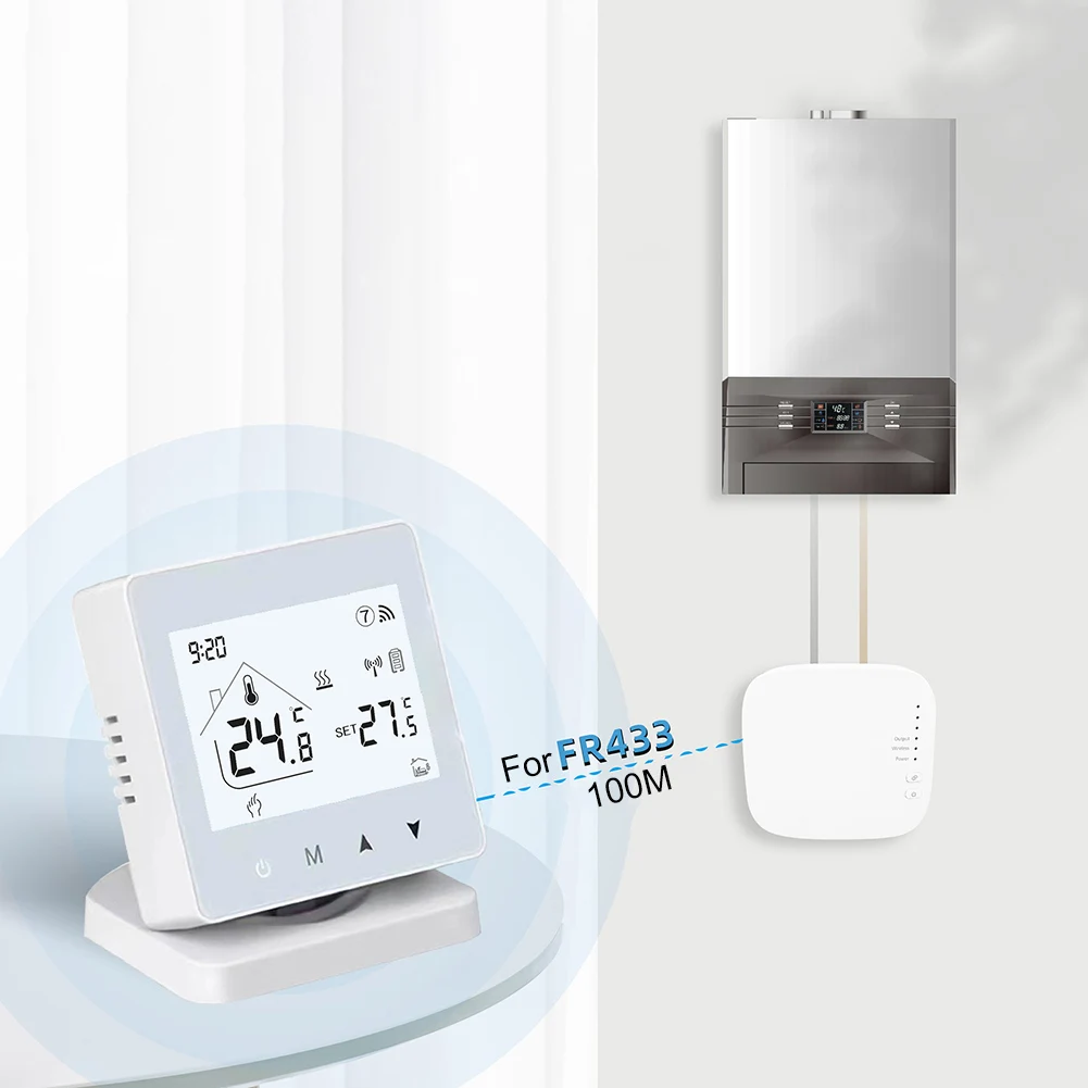 ABS Temperature Control Panel Suitable For RF433 Connection Floor Heating Wall-mounted Boiler Thermostat Floor Heating