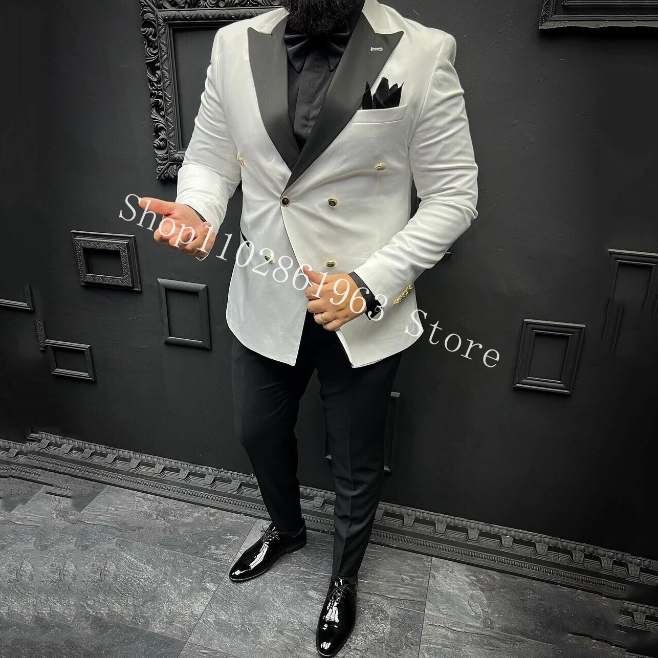 New Arrival Men Suits For Wedding Peak Lapel Double Breasted 2 Pieces Formal Groom Wear Wedding Tuxedos Trajes De Hombre