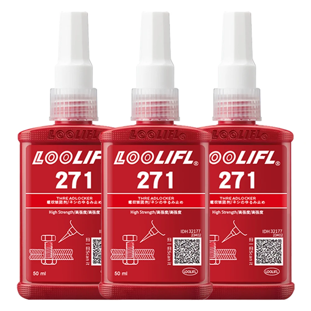 

LOOLIFL271 thread locking agent red metal adhesive is suitable for nuts,bolts,and fasteners to prevent loosening 1.6 ounces50 ml