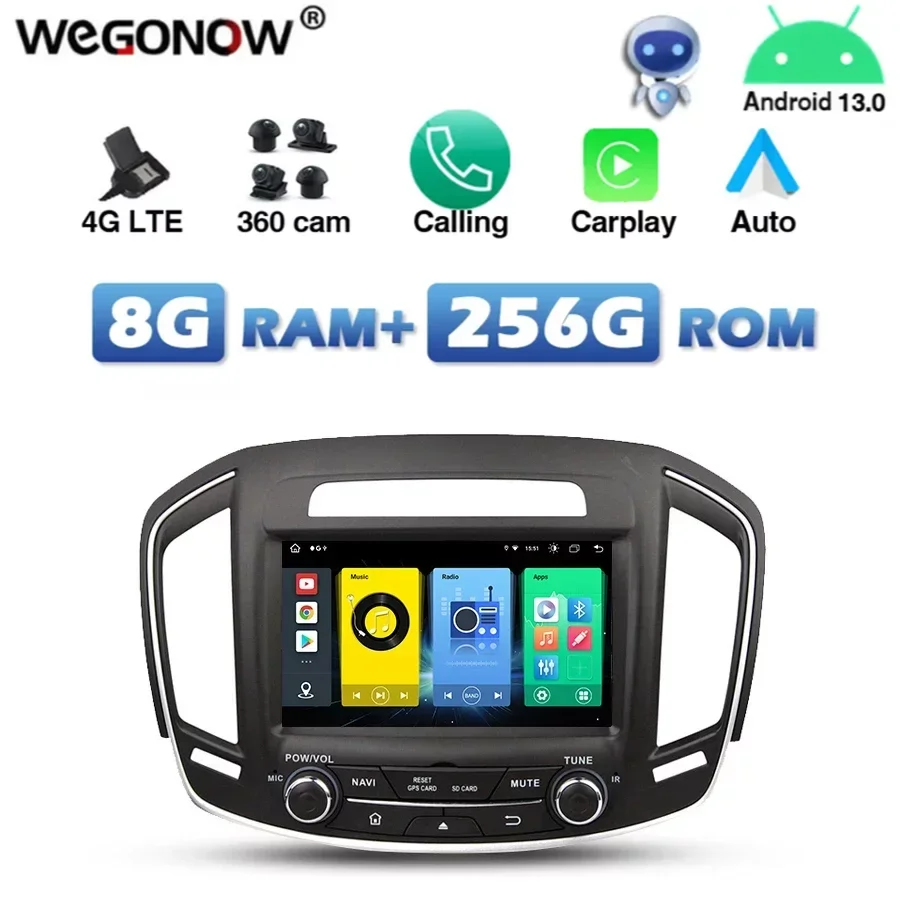 720P Carplay Auto Android 13.0 8G+256G Car DVD Player GPS RDS Radio wifi Bluetooth For Buick Regal Opel INSIGINA 2014 2015 2016