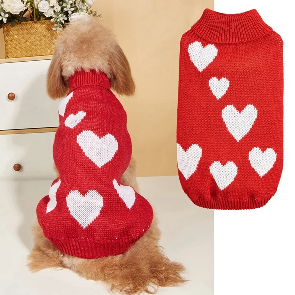 Hond Truien Winter Warm Huisdier Kleding Hond Truien Leuke Hartvorm Trui Kat Kleding Voor Chihuahua Yorkie Puppy Kleding