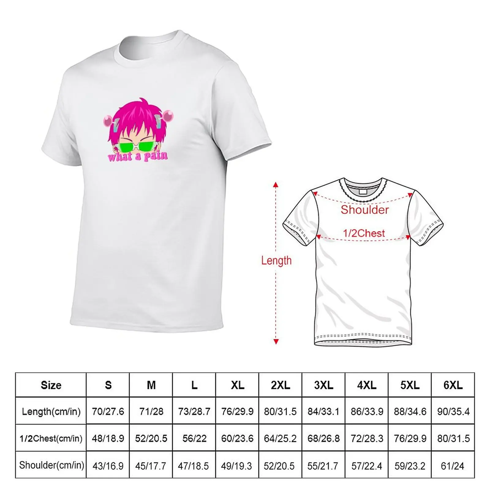 Saiki k what a pain T-Shirt t shirts for man slim fit cotton t shirt man t shirt man luxury T-shirt