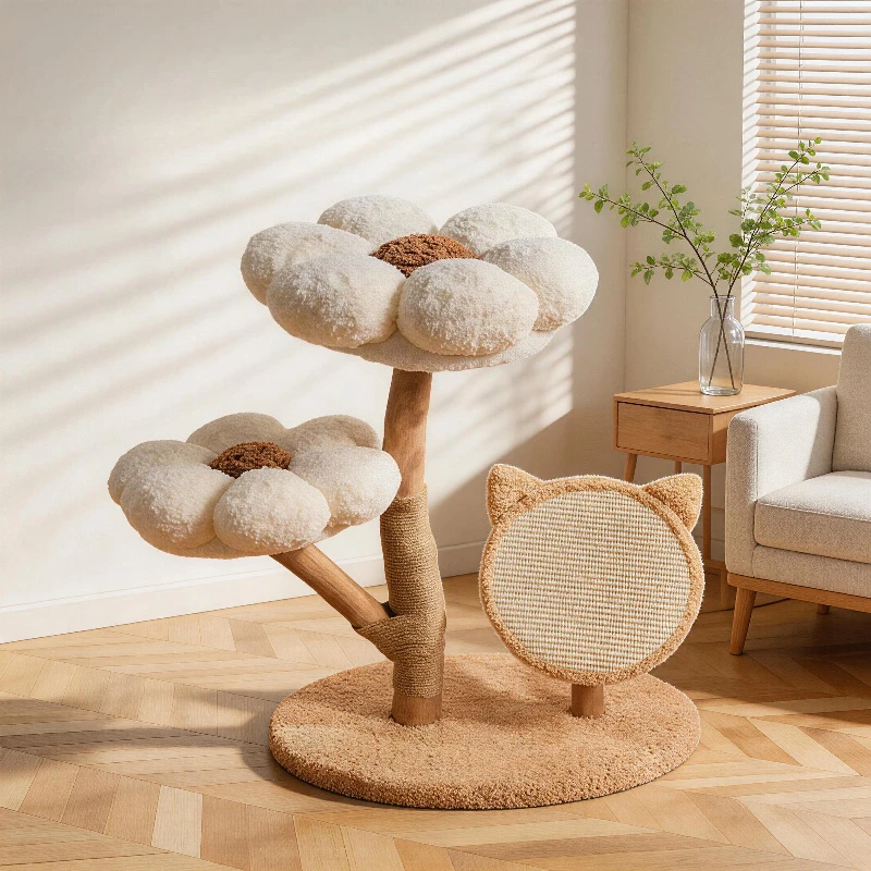 Torre rascadora de lujo para gatos, con arenero y poste de madera, para interior, con escaleras y rascadores, artículos y suministros para gatos