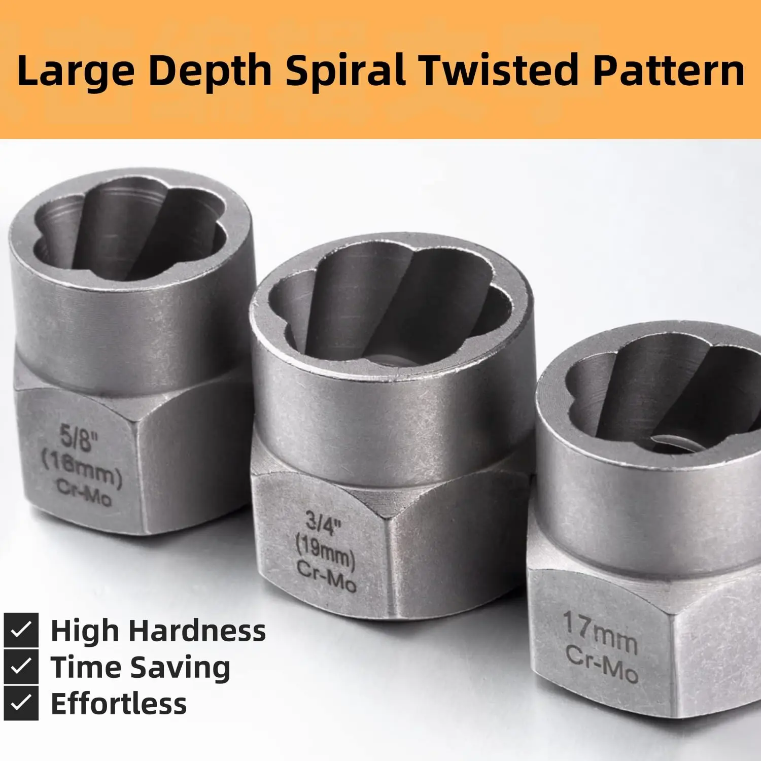 Kit estrattore bulloni Rafford da 14 pezzi: set di bussole per dadi di trasmissione da 1/4"-3/8", rimuove bulloni/turce danneggiati/ruggini/rotondati + adattatore esagonale