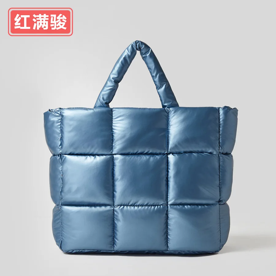 

Autumn and Winter Soft Tote Women's Simple Filled Cotton Shoulder Crossbody Bag Space Down Bag