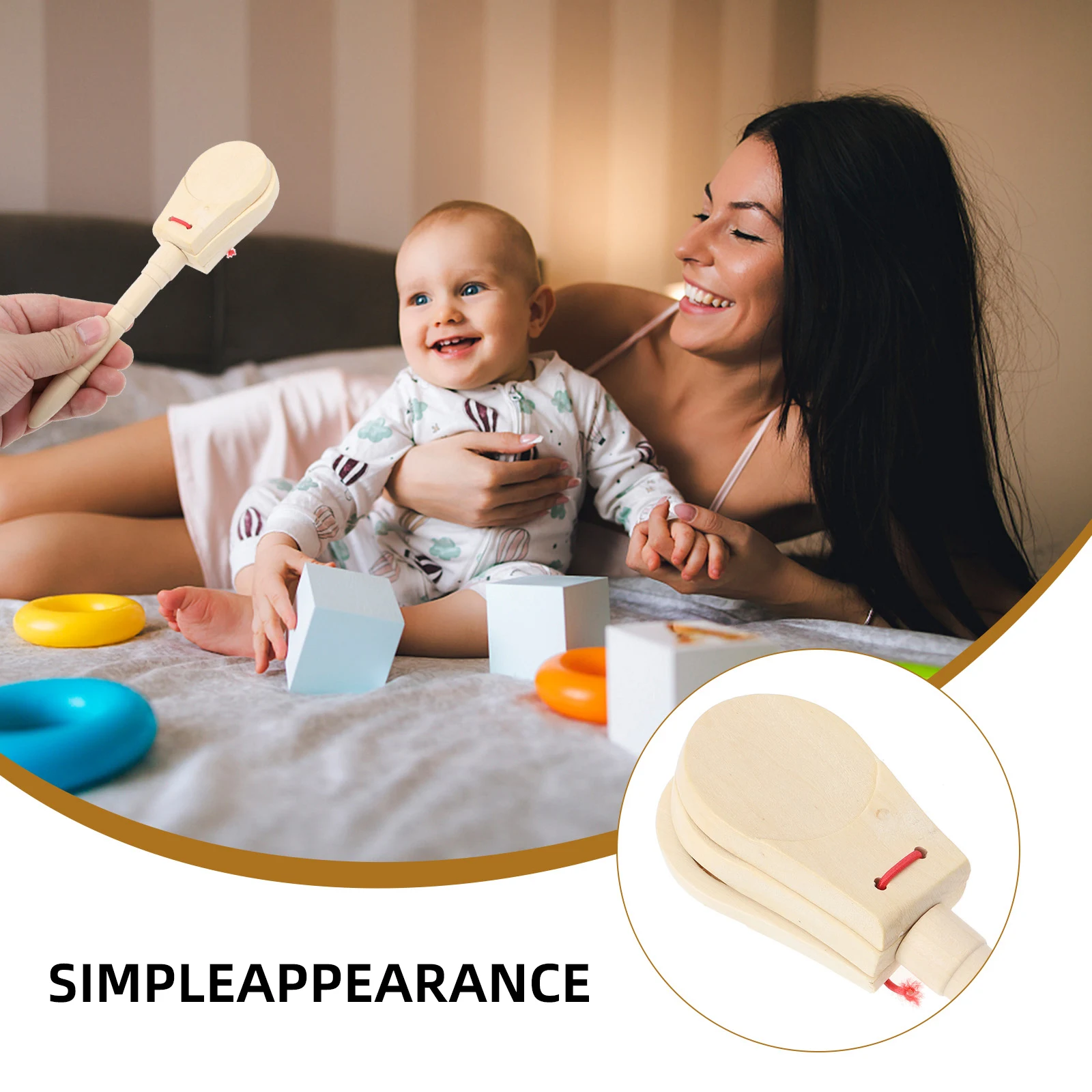 

Children's Percussion Instrument Kids Musical Instruments Castanet Castanets Playthings Education Toy Wood Wooden Orff Funny