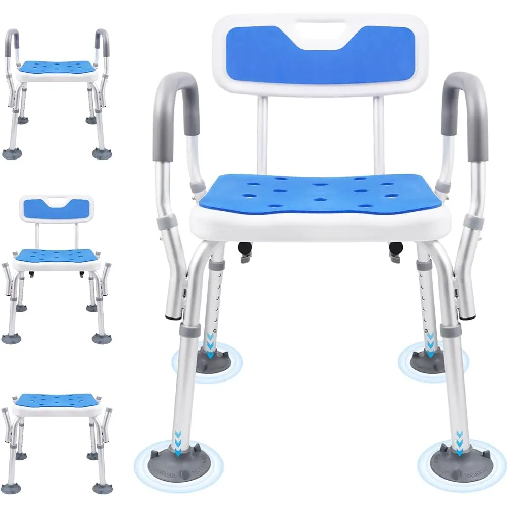 

Shower Chair, Adjustable Height Shower Seat With Armrests And Backrest For Elderly, Disabled, Handicap, Pregnant, Tool-Free