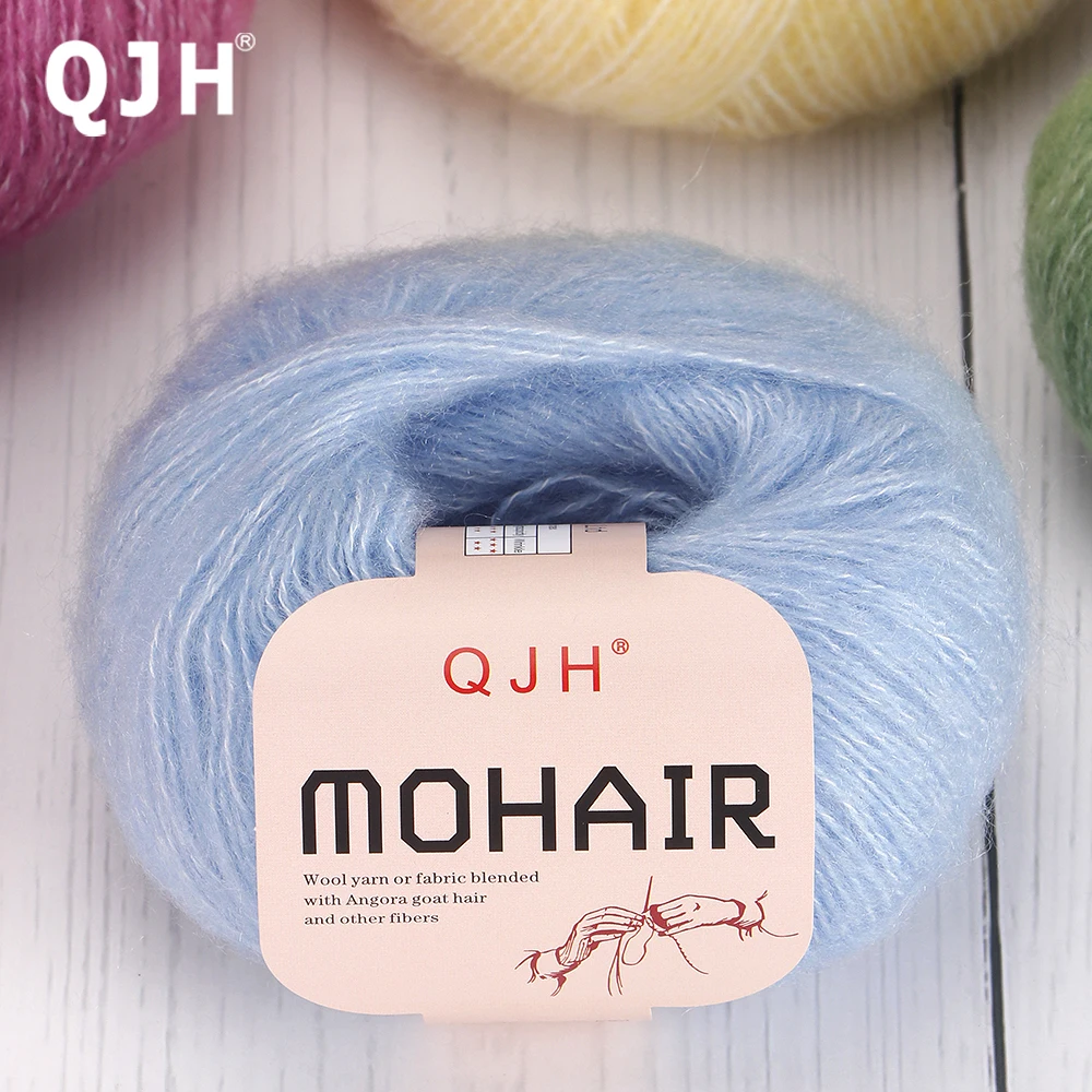 QJH 1PC 25g Fine Mohair Yarn for DIY Crocheting and Knitting - Soft, Warm, Lightweight - 60% Mohair 40% Acrylic fo Shawl Scarf
