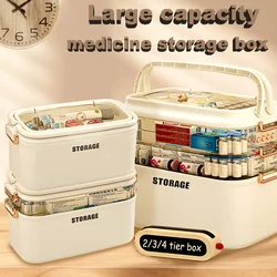 2/3/4 Tier Medicine Storage box First Aid Kit Organizer Multi-Layer Large Capacity Plastic Container Pill Storage Box for Home