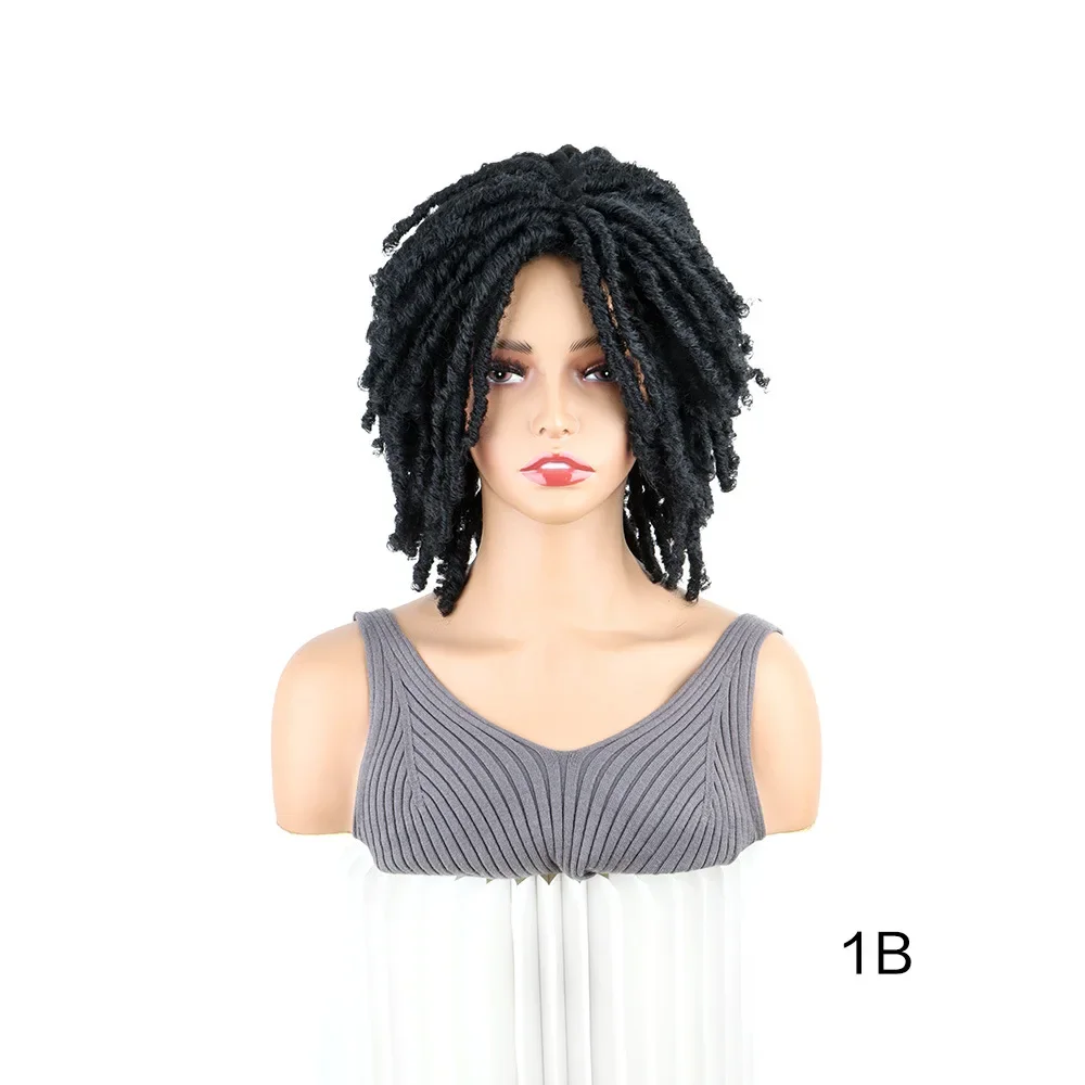 14 بوصة قصيرة الأفرو مجعد مضفر بيروكات صناعية للرجال أوبورن شعر مستعار المجدل الكروشيه تويست شعر مستعار جديلة الباروكات