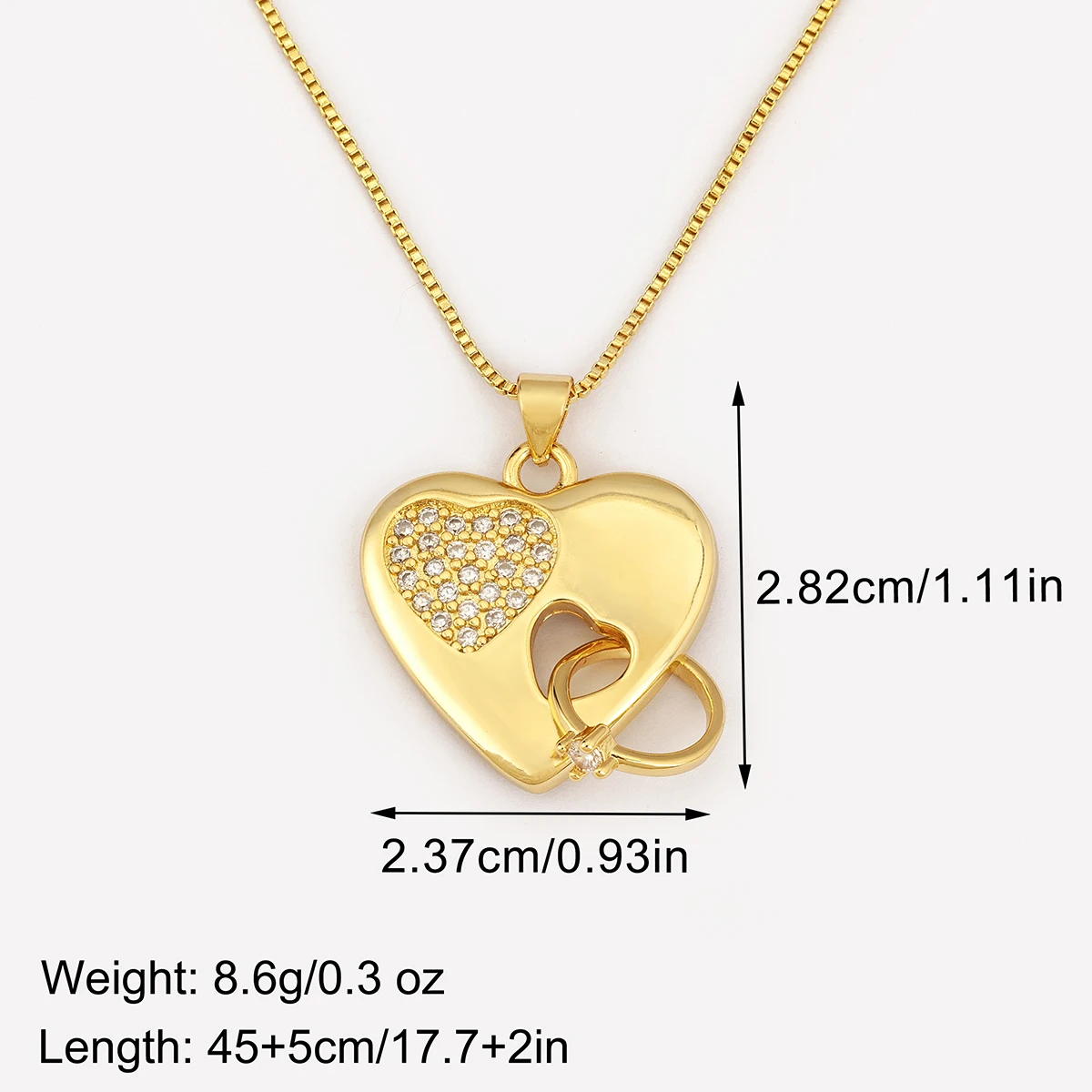 Nidin New Arrival Romantic Love Heart Shape Sparkling Zircon Pendant Necklace For Women Men Couples Clavicle Chain Jewelry Gifts