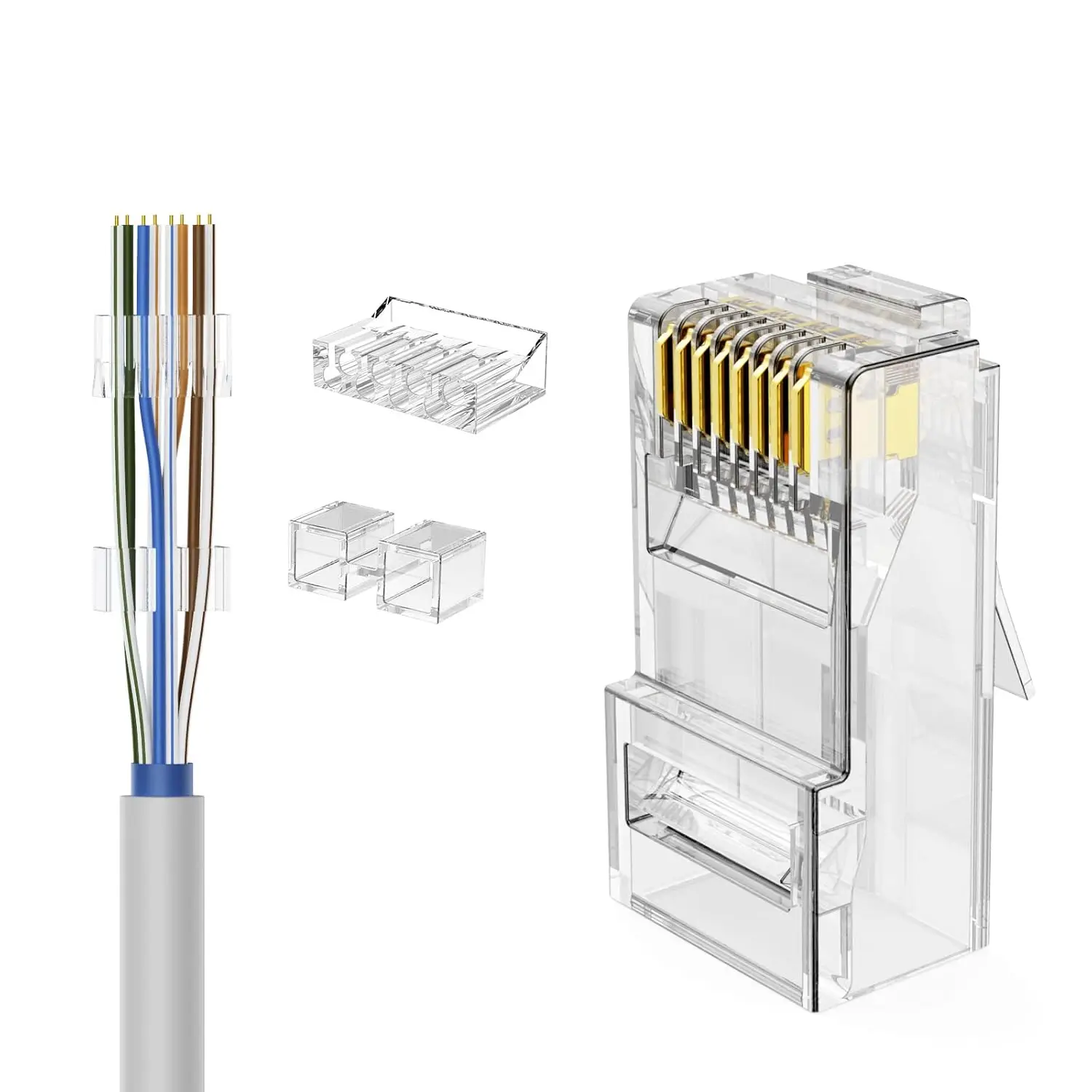 Cable Creation RJ45 Connectors, RJ45 Connector Connector Network Unshielded RJ45 Perforated Crystal Head Network Cable