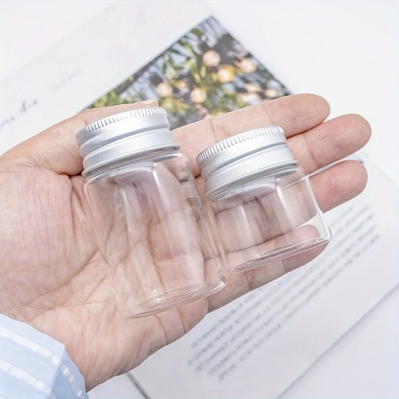 6pcs 25ml to 90ml Transparent Wedding Decoration Glass Bottles, Ornament Cosmetics Packing Glass Bottles, Reusable Crafts Gifts