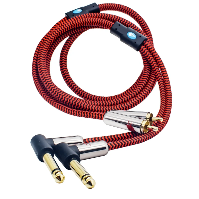 Cabo de áudio premium duplo 6.35mm para rca duplo para console mixer amp 2 * rca para 2*1/4 Polegada jack blindado cabo ofc 1m 2m 3m 5m 8m 10m