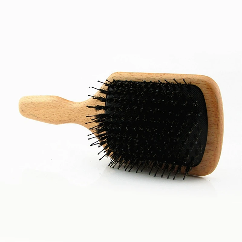 Boar Bristle Hair Brush Beech Wooden Design Comb Gasbag Massage Hair Brush For Dry Wet Hair Detangler Women