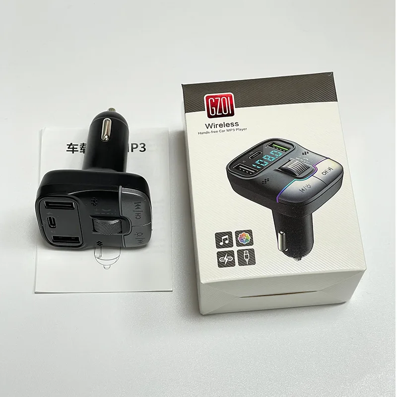 Car Mp3 Player PD25W Bluetooth 5.3 Fm Transmitter Lossless Sound Wireless Dual USB PD Adapter 3.1A Fast Charger Car Kits GZ01