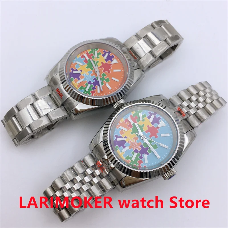 BLIGER 36mm 39mm Men's Wristwatch Grooved bezel sapphire glass jigsaw pattern dial NH35 PT5000 movement stainless steel bracelet