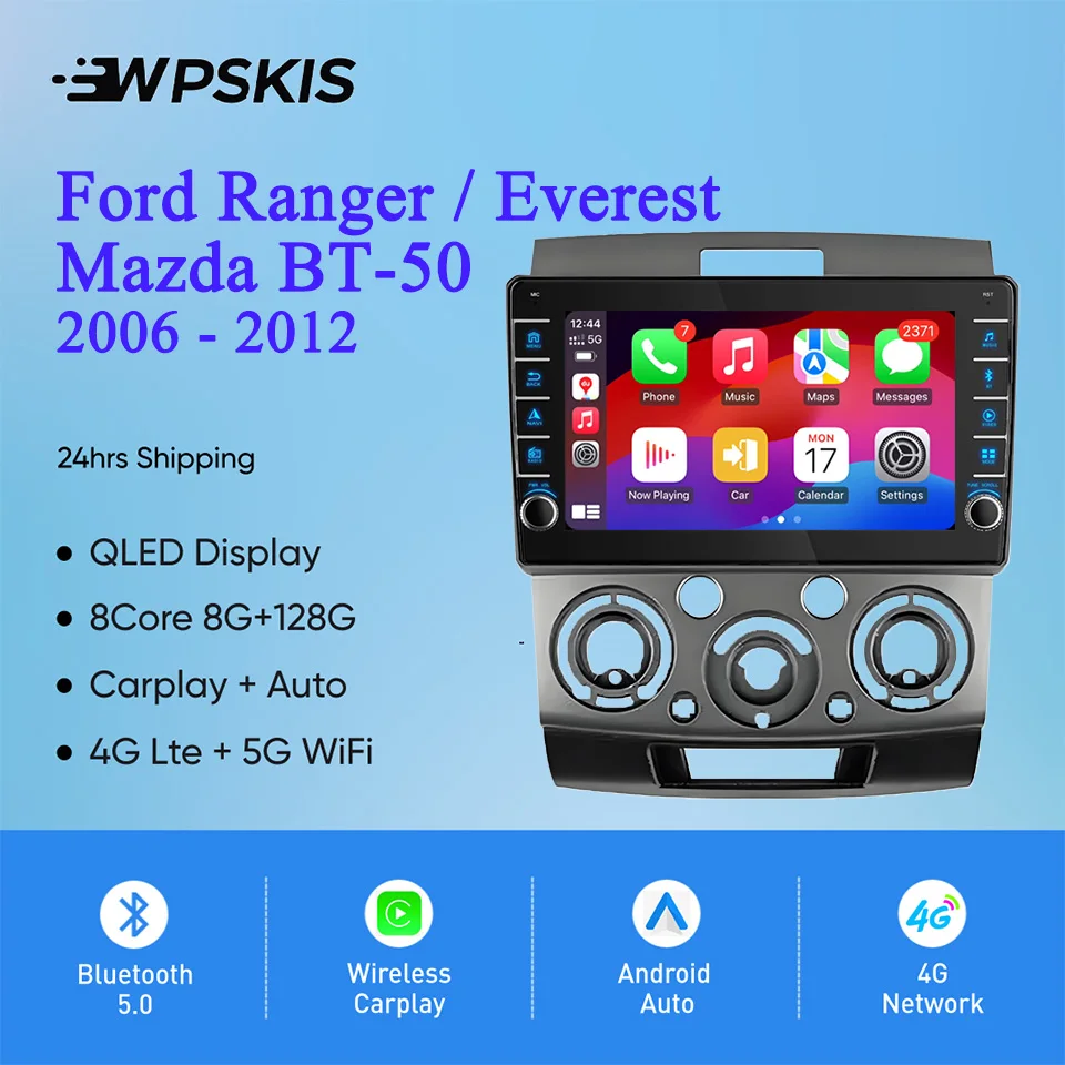 Android 14 8G Ram Car Radio GPS Navigation Tablet For Ford Ranger Everest Mazda BT50 2006 - 2012 Auto Video Audio A/V Player RDS