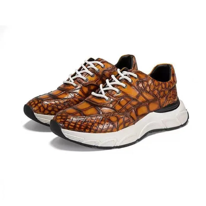 

2025 new arrival Crocodile skin causal shoes men,male Genuine leather sneakers pdd705
