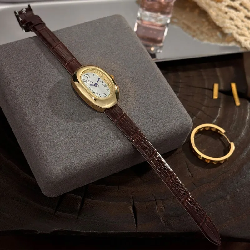 Reloj de Pulsera Ovalado, Reloj de Cuarzo Casual, Elegante y Compacto