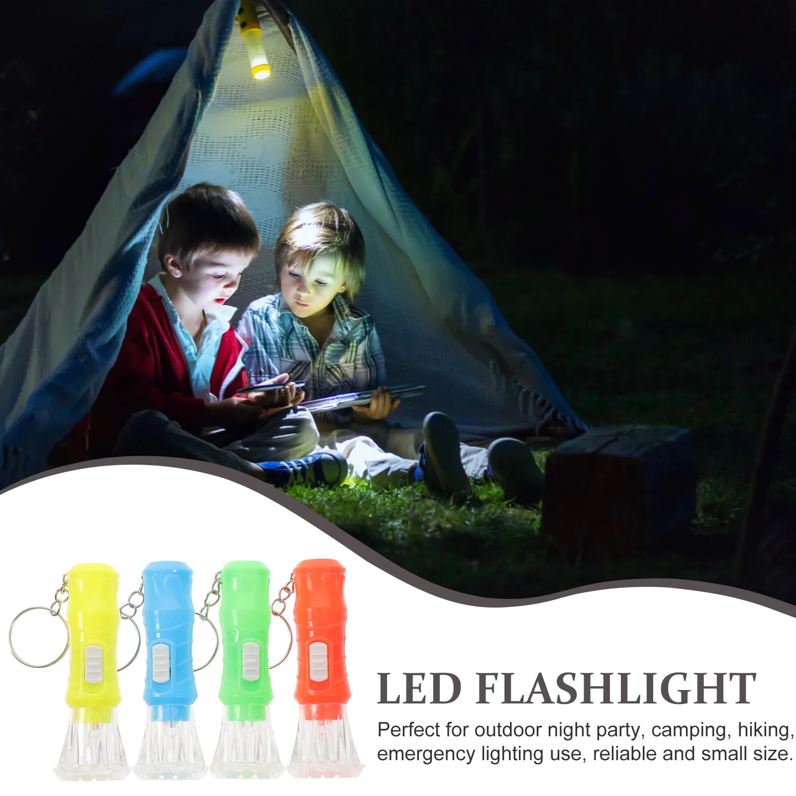 

100 Pcs Mini Flashlights Keychain LED Light Button Small Size Camping Hiking Adults Portable Plastic