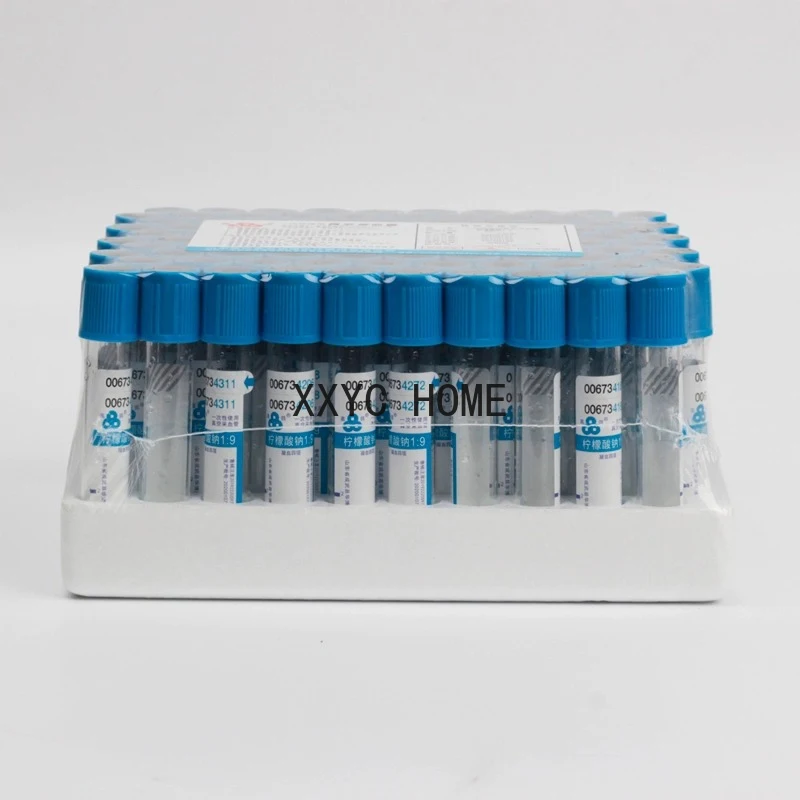 100pcs Blood collection coagulation sodium citrate plastic tube sterile negative pressure vacuum blue cap anticoagulant PRP tube