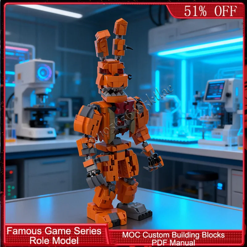 752 PCS Popular Game Character Series Pumpkin  Rabbit MOC Customize Modular Building Block Creative DIY Boys Toy Christmas Gift