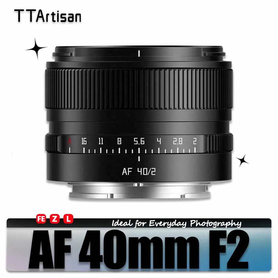 عدسة كاميرا TTAartisan AF 40 مم F2 ذات فتحة كبيرة بإطار كامل للتصوير الفوتوغرافي للعلوم الإنسانية مع Sony E Nikon Z Lumix L-mount