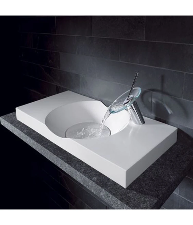 Water fall fashion design solid surface wholesales wash hand basin