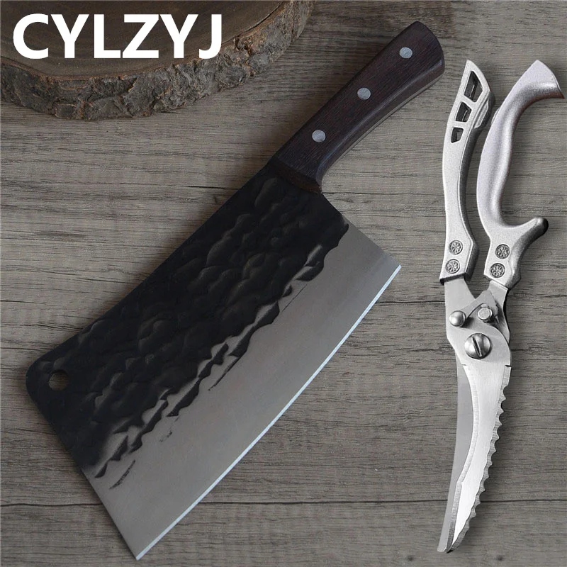

1 KG Chopping Knife 5mm Thickened Handmade Forged Kitchen Bone Knife Butcher Durable Hard Blade Chopper Kitchen Knife Cleaver