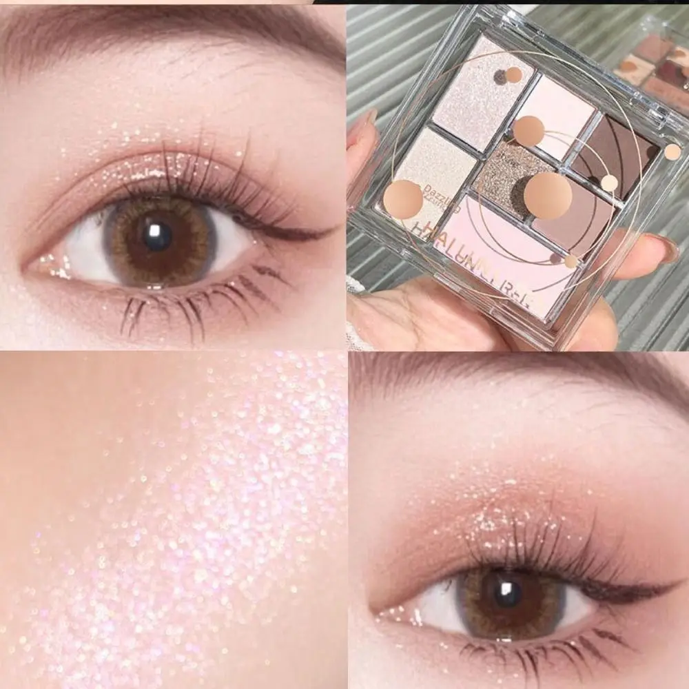 Paleta de maquillaje de 7 colores, sombra de ojos mate de larga duración, resistente al agua, efecto brillante, sombra de ojos de cristal brillante, uso diario
