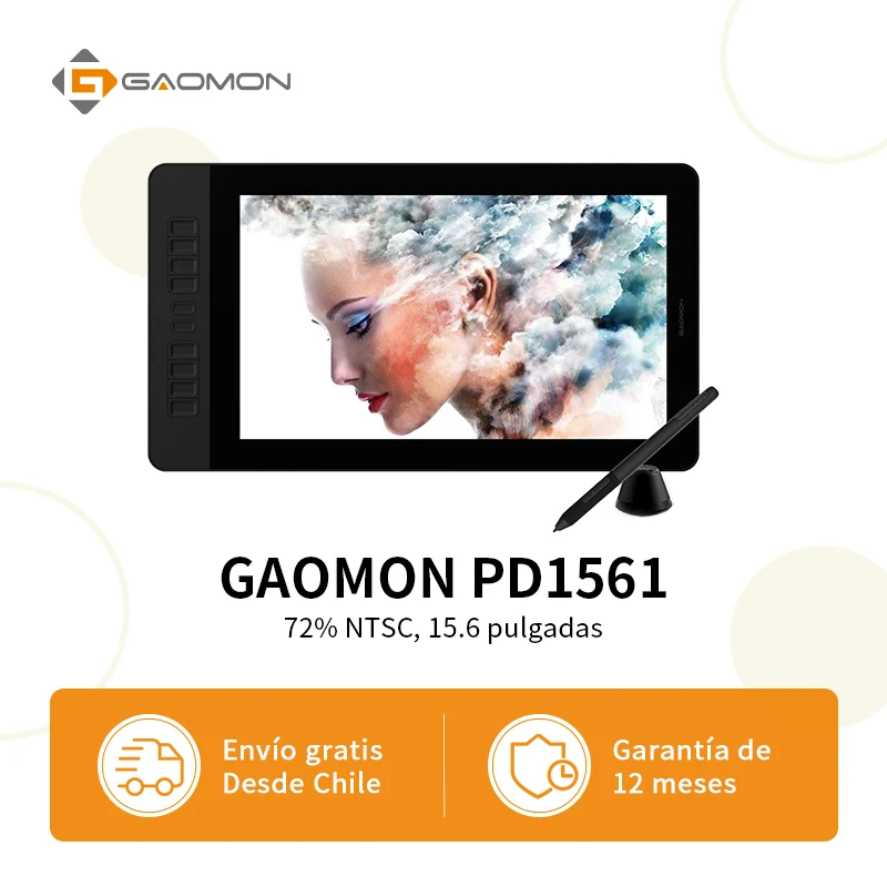 GAOMON Graphics Tablet Monitor PD1561 15.6 Inches Screen Drawing Display for Painting Design Beginners with Battery-free Pen