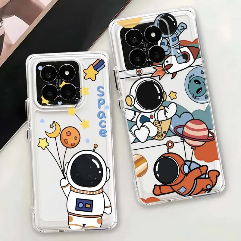

Cartoon anime astronaut Phone Case For Xiaomi 15 14 13 12 12S 12X 12T 11 11T Pro Lite TPU Transparent